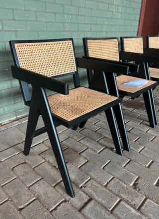 4x Eetkamerstoel Rattan/hout , Woood, Gunn, Zwart / Bruin